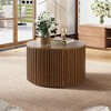 POVISON 31.5'' Lifting Top Round Coffee Table, Mid-Century Modern Wood Coffee Table, Fluted Coffee Table with Hidden Storage and Drawer, Walnut Color - 3 of 4