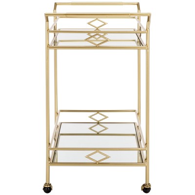 Elspeth Gold and Mirror 2-Tier Rectangular Bar Cart