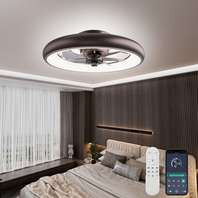Vipbear Ceiling Fans with Lights,20" Flush Mount Ceiling Fan with APP Control, Low Profile Ceiling Fan for Bedroom/Living Room,6 Wind Speeds