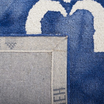 Ivory and Navy Hand-Tufted Wool Square Rug