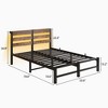 Full Size Metal Bed Frame with Wooden Headboard, RGB Lights, Charger, Storage Shelf, Noise-Free, No Box Spring Needed,Rustic Brown - 4 of 4
