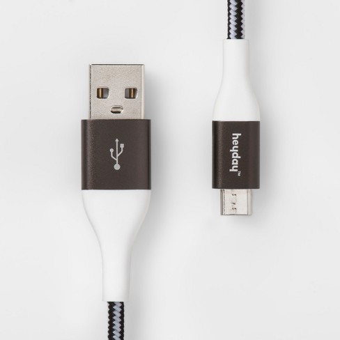 Micro Usb To Usb-a Braided Cable - Heyday™ Black/white/gunmetal : Target