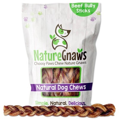 Nature Gnaws Braided Bully Sticks 11-12" Beef Dog Treats - 5ct