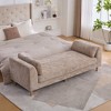 GDFStudio Yorick Modern Rubberwood Chenille Upholstered Bench with 2 Bolster Pillows - 2 of 4