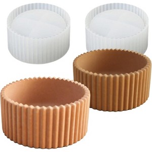 JDICTION 2PCS Round Candle Holder Molds, Striped Container Silicone Molds for Resin Cement, Jewelry Trinket Tray DIY - 1 of 4