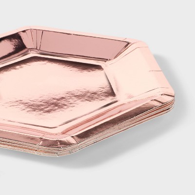 10ct Rose Gold Metallic Hex Shaped Snack Plates - Spritz&#8482;