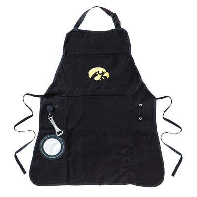 Evergreen Collegiate University of Iowa Ultimate Grilling Apron Durable Cotton with Beverage Opener and Multi Tool