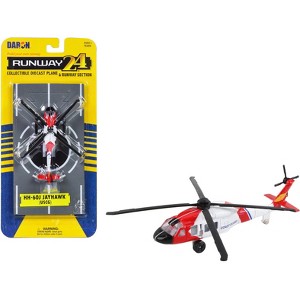 Sikorsky HH-60J Jayhawk Helicopter White and Red "United States Coast Guard" with Runway Section Diecast Model by Runway24 - 1 of 4