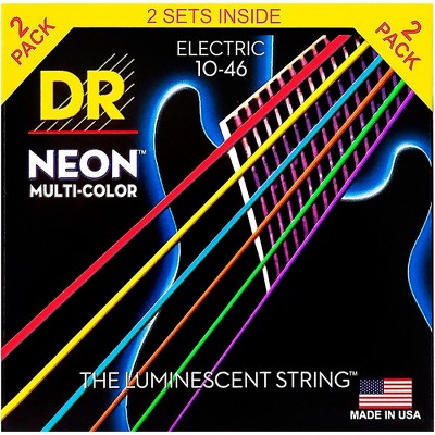 Dr Strings Hi-def Neon Multi-color Medium Electric Guitar Strings (10-46) 2  Pack : Target