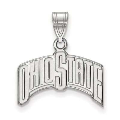 Black Bow Jewelry 10k White Gold Ohio State Buckeyes NCAA Large Pendant