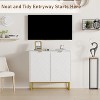 Modern Sideboard Buffet Cabinet with Storage, Wood Accent Storage Cabinet with Doors - 3 of 4
