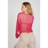 Clearlove Womens Mesh Knitted Smock Tops Shrugs Patchwork Crochet Hollow Out Long Sleeve See Through Beachwear Cover-ups Crop Tops - 4 of 4
