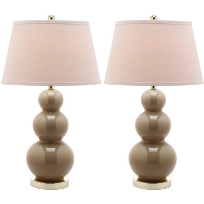 Pamela 28-Inch Taupe Ceramic Triple Gourd Table Lamp Set