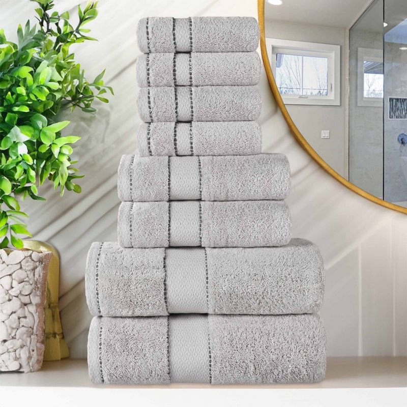 Cotton Heavyweight Ultra-Plush Luxury 8 Piece Towel Set by Blue Nile Mills, 2 of 9