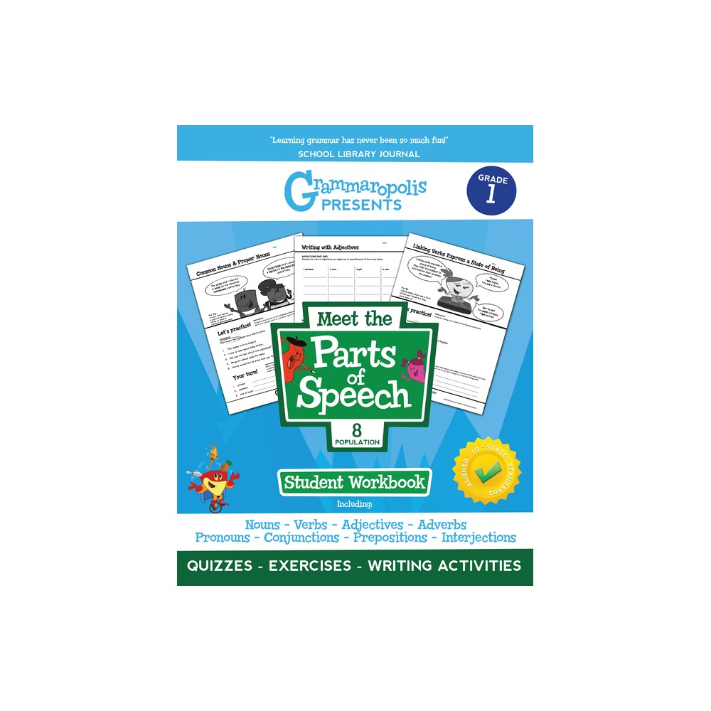 The Parts of Speech Workbook, Grade 1 - (Grammaropolis Grammar Workbooks) by Coert Voorhees & Grammaropolis (Paperback)