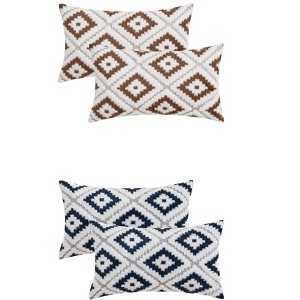 REGALWOVEN 4 Pcs Geometric Pattern Soft Short Plush Decorative Throw Pillow Covers - 1 of 4