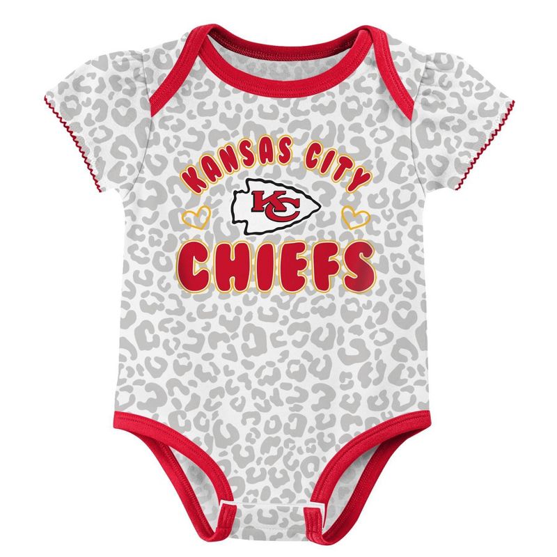NFL Kansas City Chiefs Baby Girls&#39; Onesies 3pk Set, 2 of 5