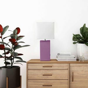 Modern Leather Table Lamp with USB and Fabric Shade - Elegant Designs - 1 of 4