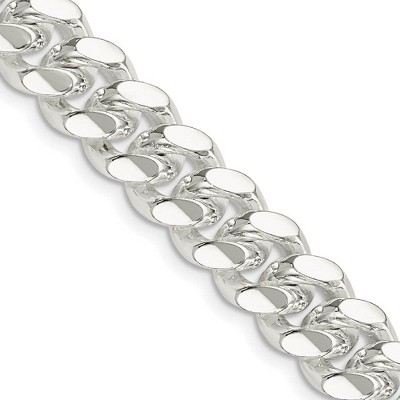 Black Bow Jewelry Men's 10.5mm Sterling Silver Solid Miami Curb Chain Necklace