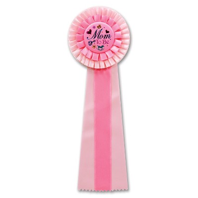 Beistle Pink Mom To Be Deluxe Rosette, 4.5" x 13.5", (2/Pkg) Multicolored