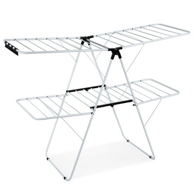 Folding Clothes Drying Rack 2-Level Laundry Rack No Assembly w/ Height  Adjustable Wings, 1 unit - Metro Market