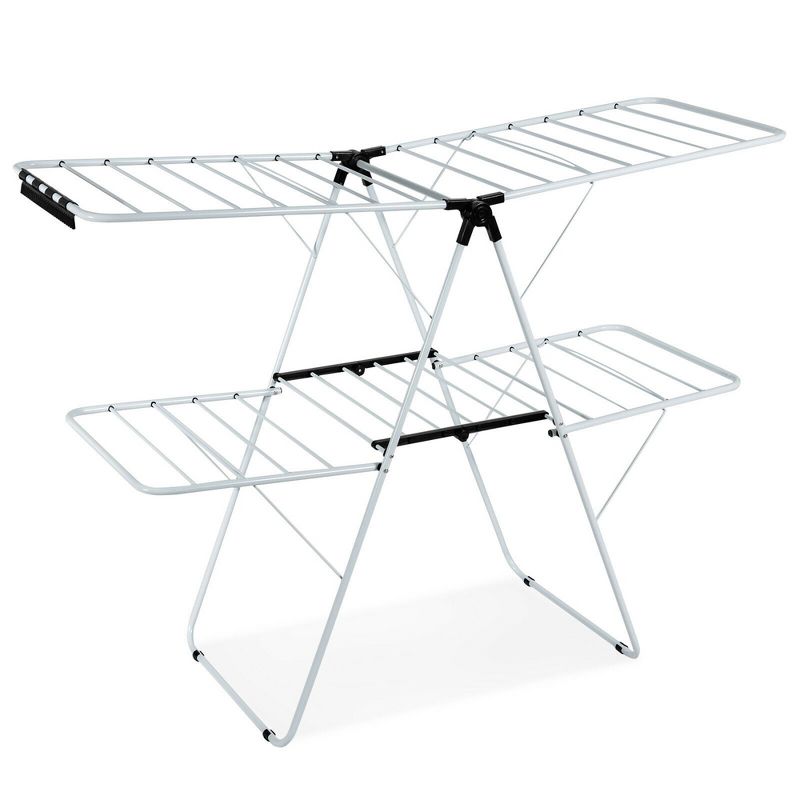 Costway 2-Level Clothes Drying Rack Foldable Airer w/ Height-Adjustable Gullwing, 1 of 11