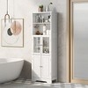 LunaLulinlk White Tall Storage Cabinet with Shelves and Doors for Bathroom, Kitchen and Living Room, MDF Board - 2 of 4