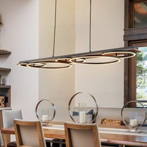 LLHZSY Integrated LED Wood Linear Pendant Chandelier 5-Light Fixture for Kitchen Island Dining Room - 1 of 4
