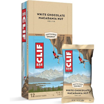 CLIF BARS - White Chocolate Macadamia Nut - Vegetarian, Kosher - 2.4 Ounce Bar (Pack of 12)
