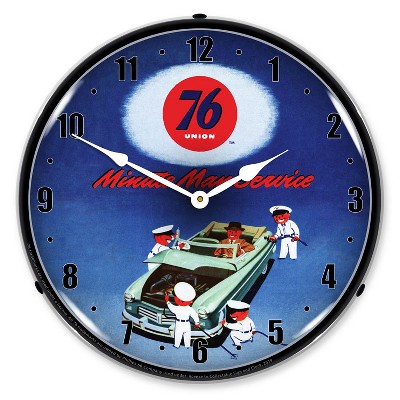 Collectable Sign & Clock | Union 76 Minute Man Service LED Wall Clock Retro/Vintage, Lighted