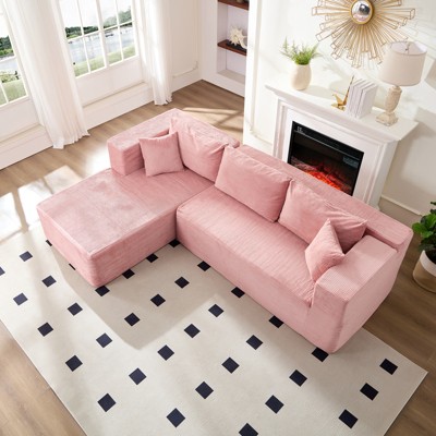 Mjkone 106'' Modern 2-Piece Corduroy Free Combination L-Shaped Sofa Deep Seat,Upholstered Chaise Sectional Sofas With Left Chaise