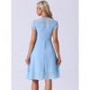 INSPIRE CHIC Women's Vintage V Neck Cap Sleeve Elegant Chiffon A-Line Dresses - 3 of 4