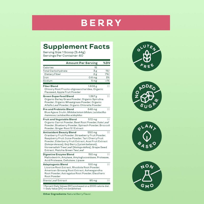 BLOOM NUTRITION Greens and Superfoods Powder - Berry, 5 of 18