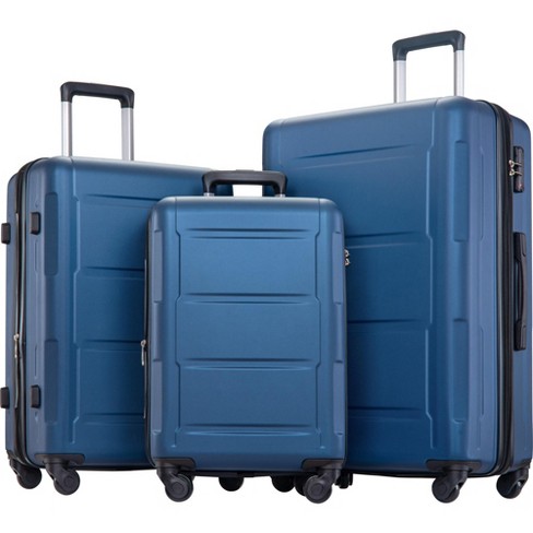 3 PCS Expandable ABS Hard Shell Luggage Set with Spinner Wheels and TSA  Lock, Drak Blue - ModernLuxe