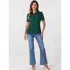Allegra K Women's Contrast Trim Point Collar Puff Short Sleeve Button Down Shirt - 4 of 4