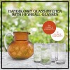 Artland Iris 90oz Hand Blown Pitcher & Set of 4 17oz Highball Glasses, Unique Bubble Design, Lead-Free Glass for Serving Beverages - 2 of 4
