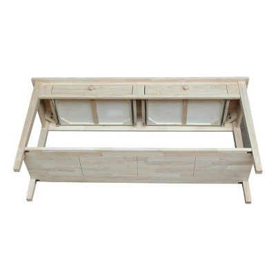 Spencer Extended Length Unfinished Light Brown Solid Wood Console Table with Storage