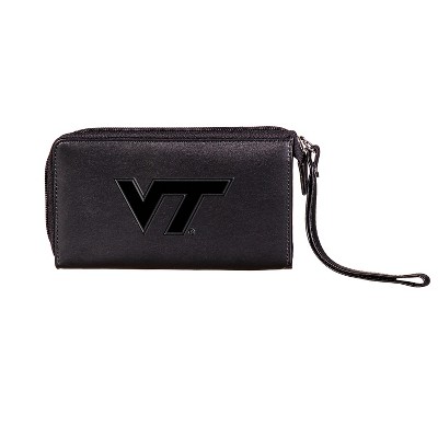 Evergreen NCAA Virginia Tech Hokies Black Leather Women's Wristlet Wallet Officially Licensed with Gift Box