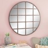 Metal Wall Mirror with Grid Frame Black - CosmoLiving by Cosmopolitan: Industrial Style, 36" Round Iron Mounted - image 4 of 4