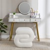 Dressing Table Stool,Modern Teddy Fabric Upholstered Stool Pouf Ottoman S-Shape Stool,Comfy Seat For Makeup Room Bedroom Living Room-Maison Boucle - image 2 of 4