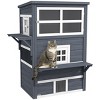 3 Story Outdoor Wooden Cat House with Asphalt Roof Raised Floor Escape Doors Jump Platforms,Feral Cat Shelter for Multiple Cats - LAOTIES - 4 of 4