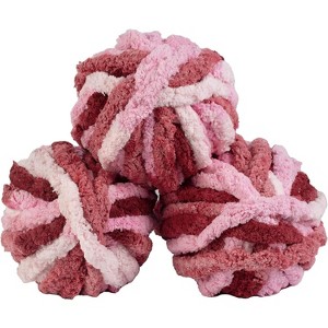 Tie Dye Chunky Yarn 3 Pack Skeins (72 Yards) Tie Dye (Light Pink, Dark Pink, Red) Fluffy Chenille Yarn for Blankets, Knitting, DIY Crafts and Projects - 1 of 4