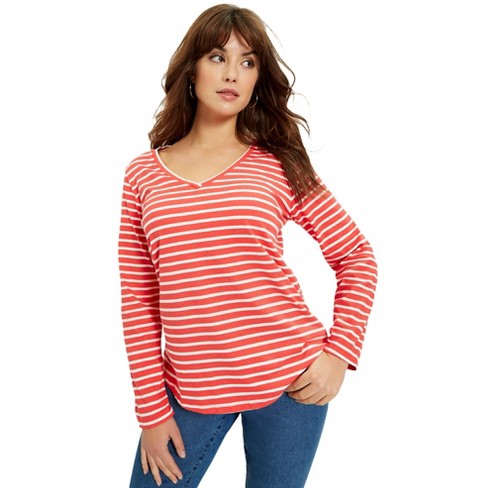 June + Vie By Roaman's Women’s Plus Size Long-sleeve V-neck One + Only ...