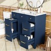 Gulches 36 inch Blue Bathroom Vanity with Sink Top Combo Single Sink Shaker Cabinet Soft Closing Door 3 Drawers - 4 of 4