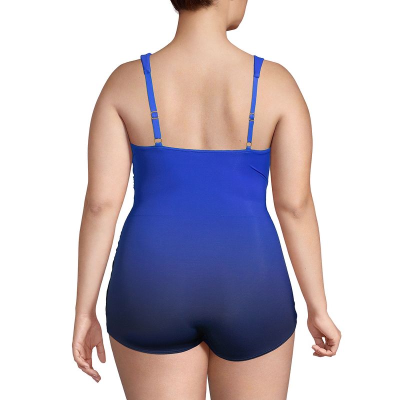 Lands' End Women's Plus Size DD-Cup Slender V-Neck Tummy Control Chlorine Resistant Skirted One Piece Swimsuit, 2 of 6