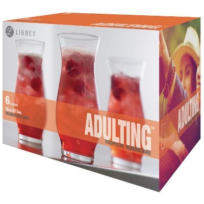 Libbey Adulting 16 Ounce Tropical Hurricane Glass, Set of 6
