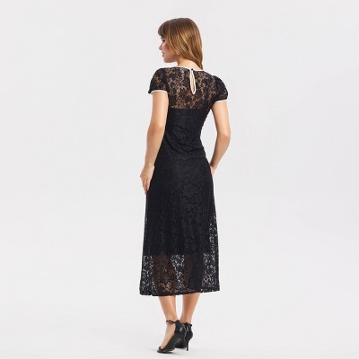 Женские платья A New Day Women's Puff Short Sleeve Lace Midi Dress - A New Day™ Black S — фото 2