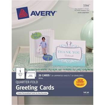 Avery Quarter-Fold Card 4-1/4"x5-1/2" 20 Cards/Env White 03266
