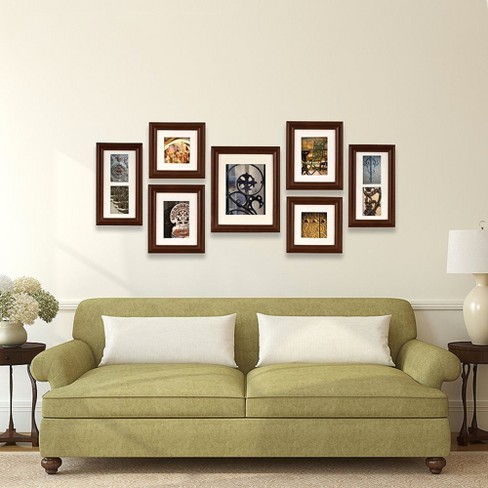 gallery perfect 7 piece wall frame set - walnut : target