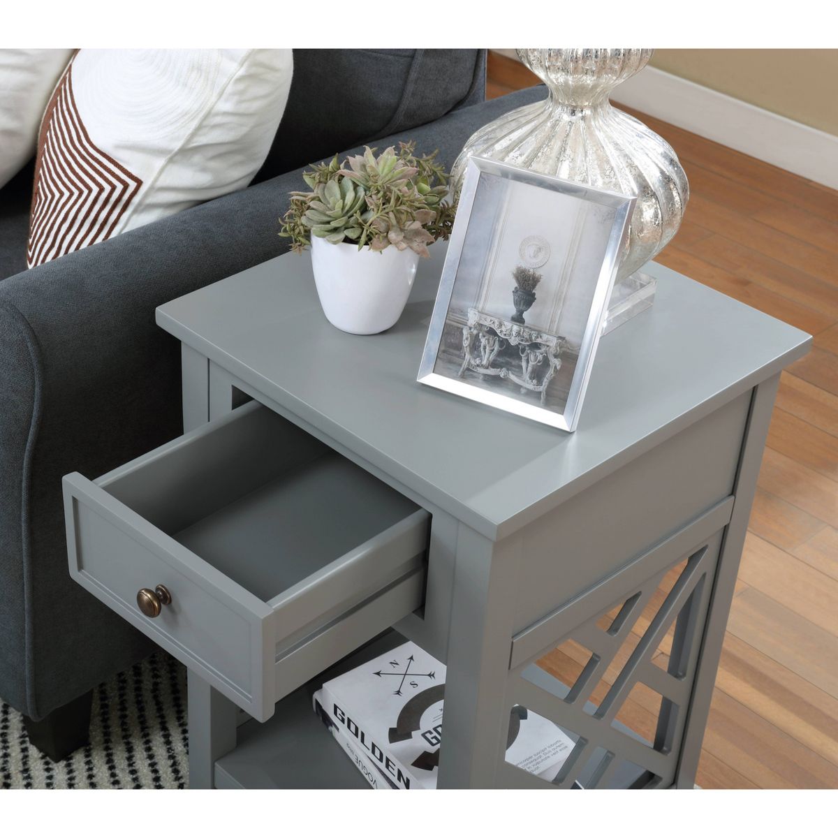 Alaterre Furniture Middlebury Wood End Table with Storage Shelf - thumbnail 6